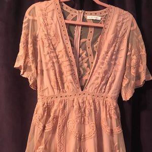 Soft pink lace romper